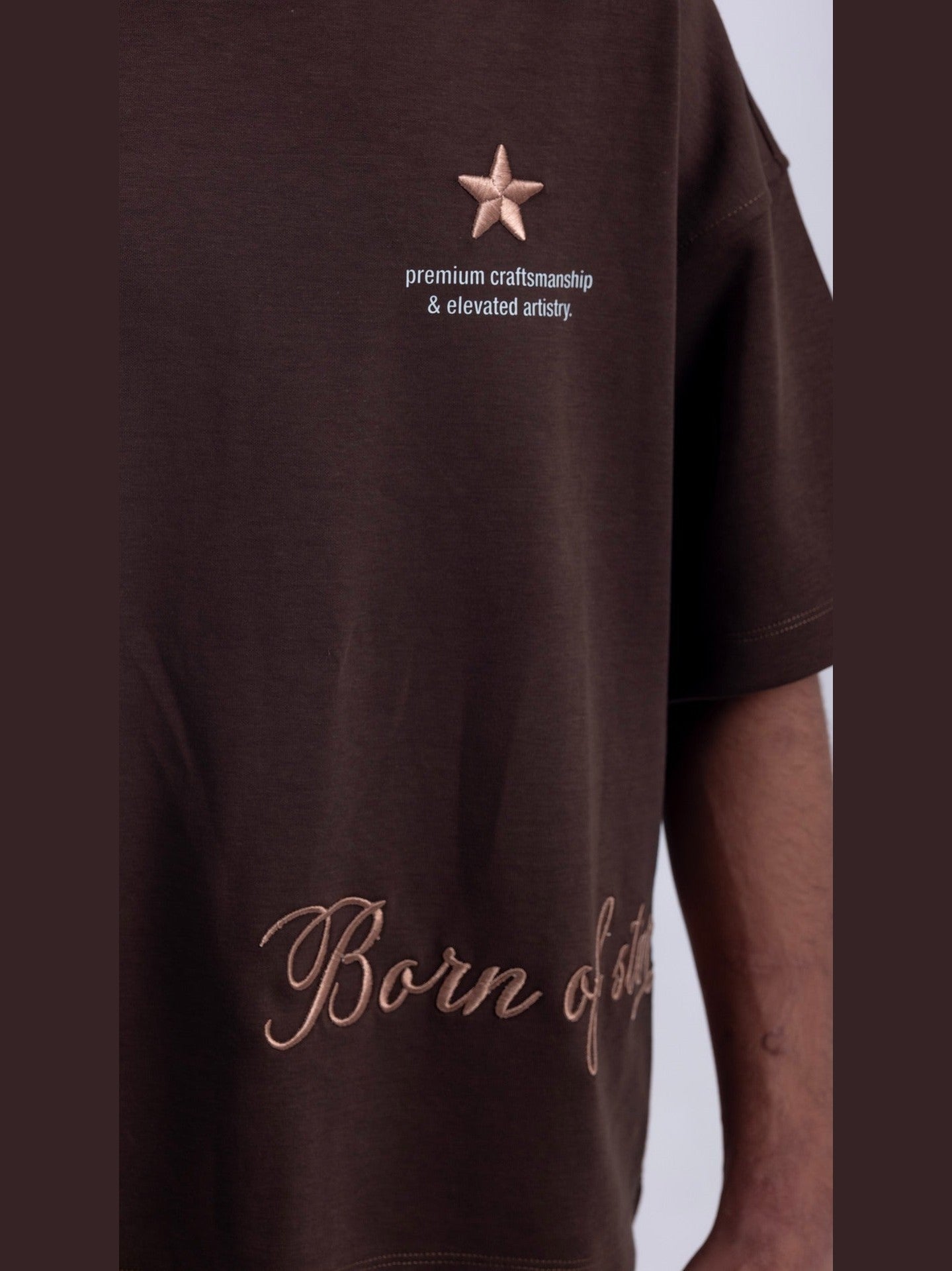 Myrrith “Heritage Script” Embroidered Tee – Mocha Brown