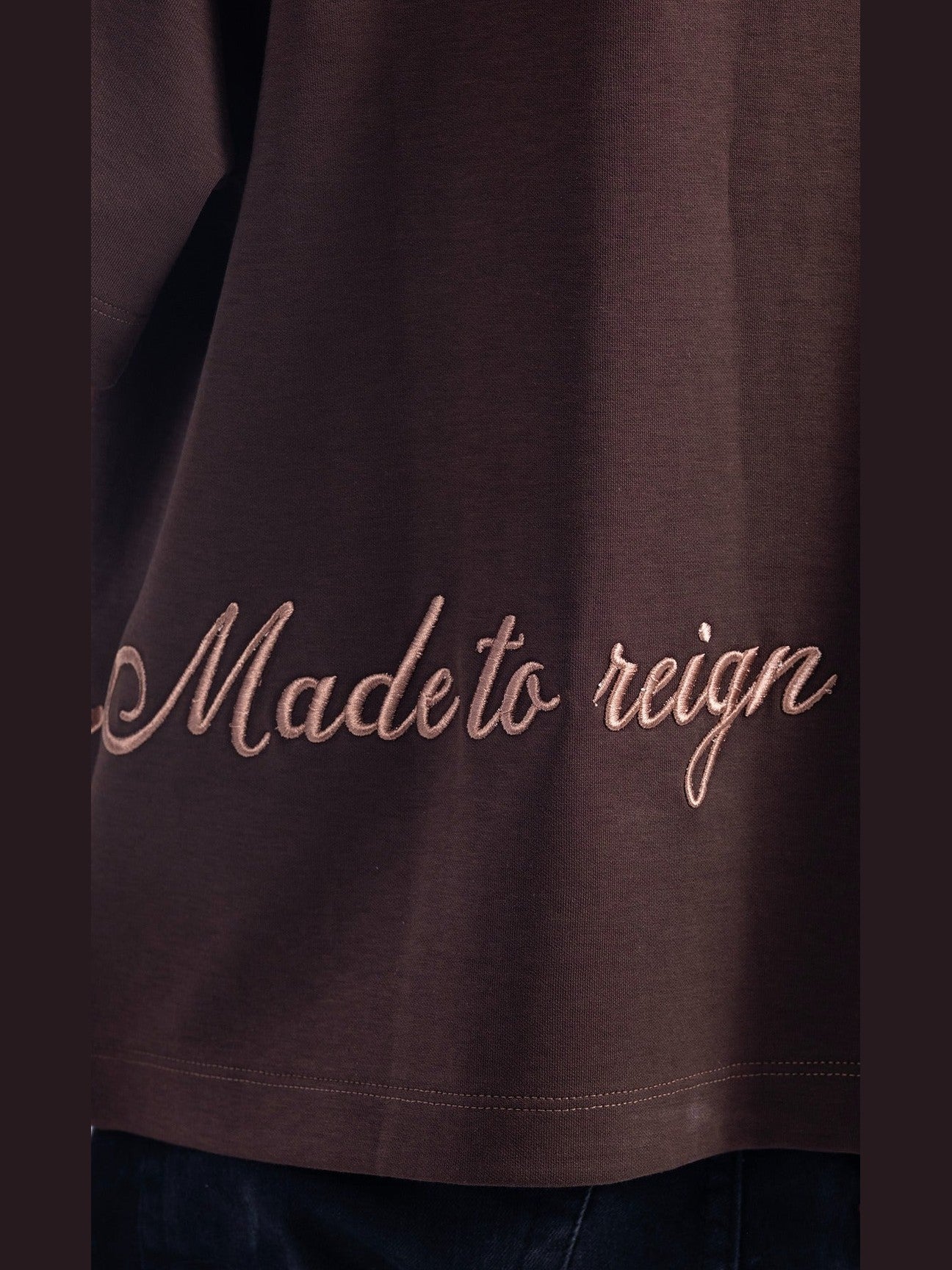 Myrrith “Heritage Script” Embroidered Tee – Mocha Brown