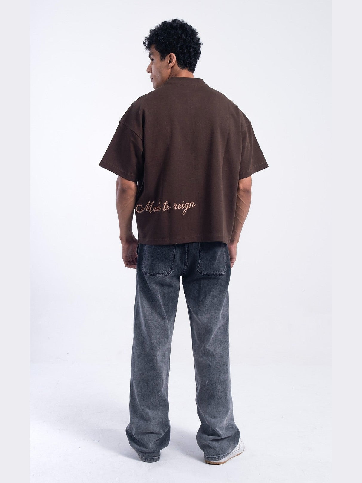 Myrrith “Heritage Script” Embroidered Tee – Mocha Brown